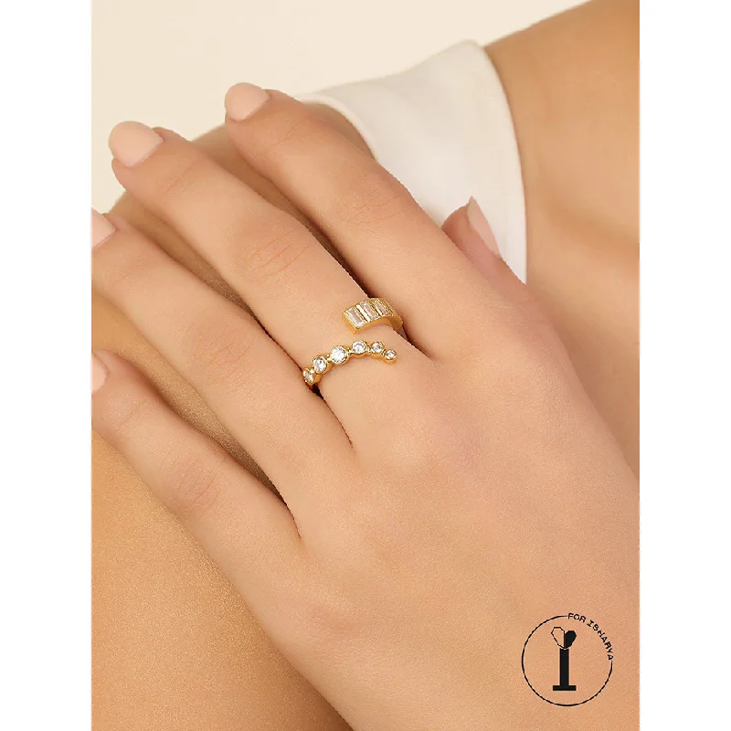 Women’s minimalist engagement ring-Isharya Abstract Stackable Ring In 18Kt Gold Plated