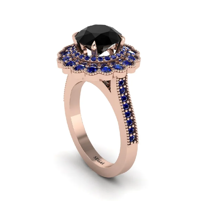 Women’s unique engagement ring setting-Sapphire Double Halo Cathedral Engagement Ring - Deirdre No. 68