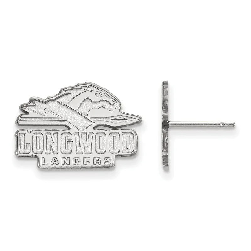 Women’s dangling gem earrings-10k White Gold Longwood University Small Post Earrings