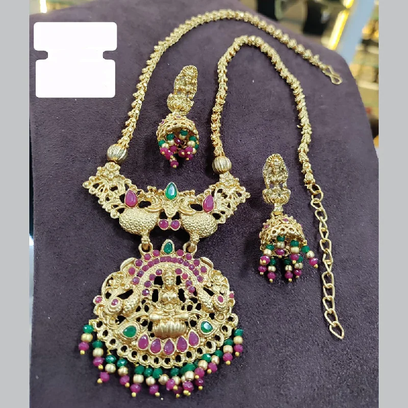 Women’s vintage gold necklace-Manisha Jewellery Gold Plated Temple Necklace Set