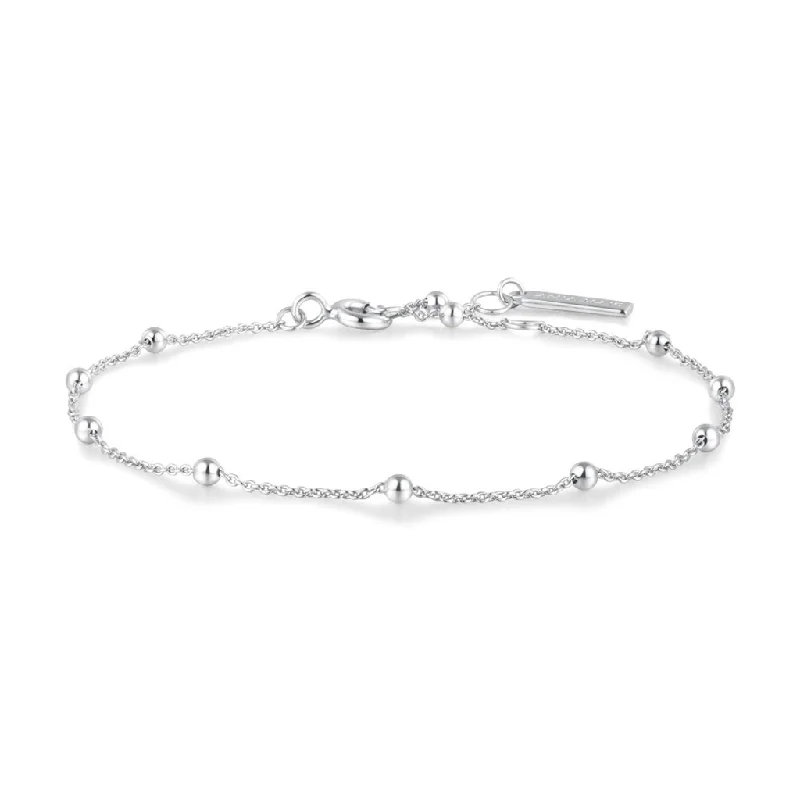 Women’s textured bangle-Sterling Silver Beaded Station Bracelet by Ania Haie