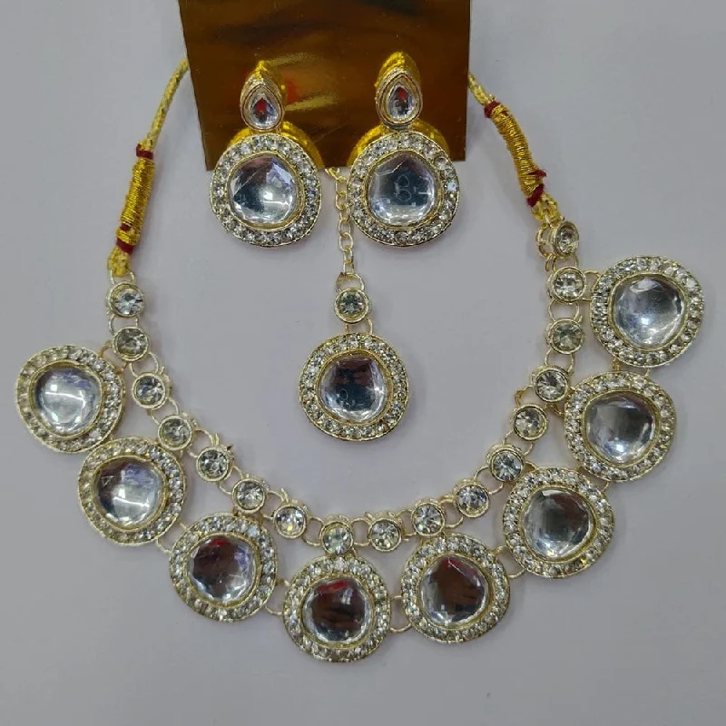 Women’s chic statement necklace-Manisha Jewellery Gold Plated Austrian Stone And Crystal Stone Necklace Set