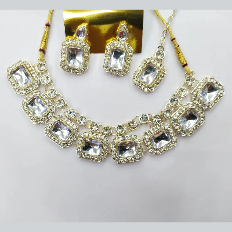 Women’s chunky necklace-Manisha Jewellery Gold Plated Austrian Stone And Crystal Stone Necklace Set