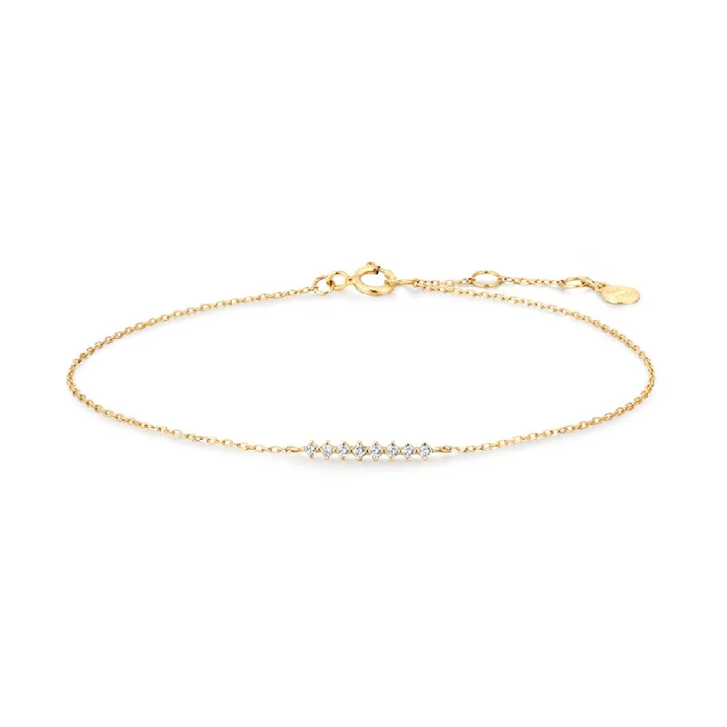 Women’s chic charm bracelet-14K Yellow Gold 0.08ctw Round Lab Diamond Wishbone Bracelet by Aurelie Gi