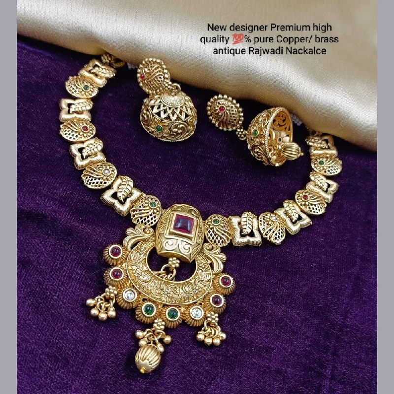 Women’s crystal necklace-Manisha Jewellery Gold Plated Pota Stone Necklace Set