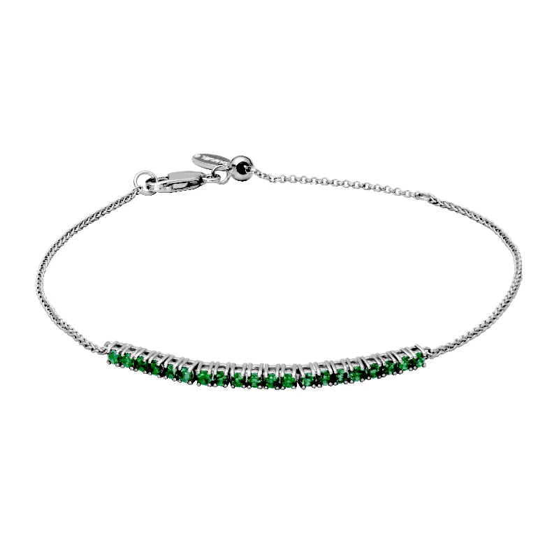 Women’s infinity bracelet-Sterling Silver Emerald Bolo Bracelet by Samuel B.