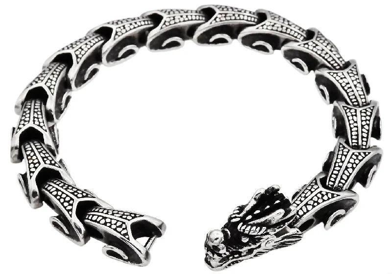 Women’s bohemian bracelet-Mens Stainless Steel Dragon Bracelet