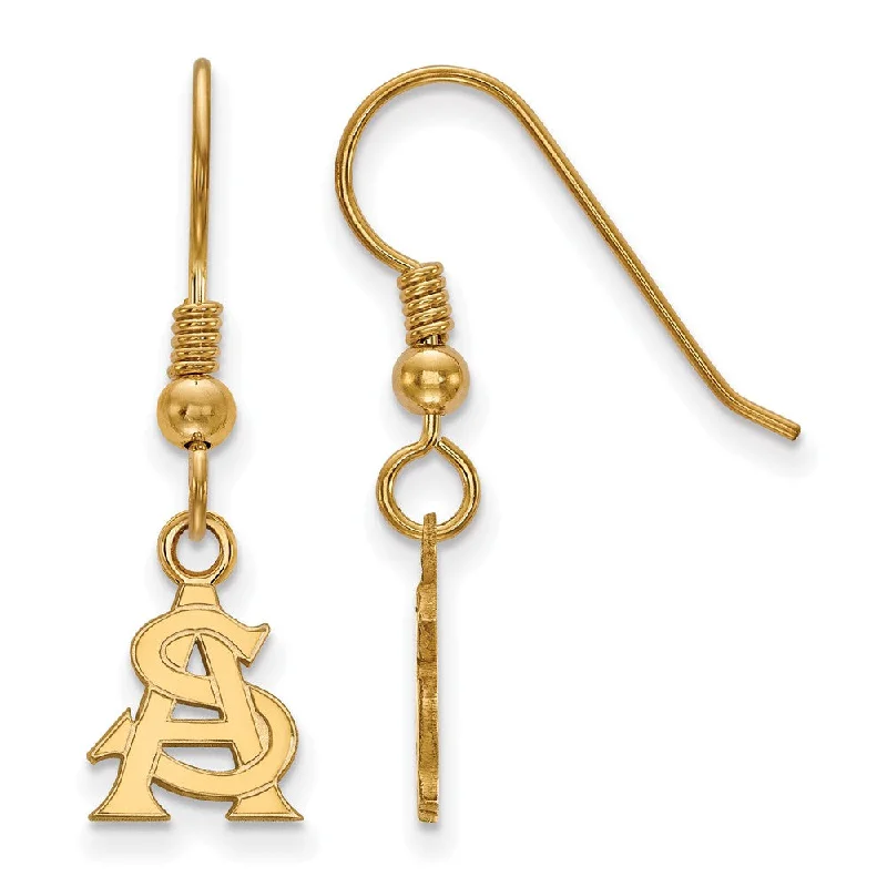 Women’s fashion drop earrings-14k Gold Plated Silver Arizona State University Dangle Earrings