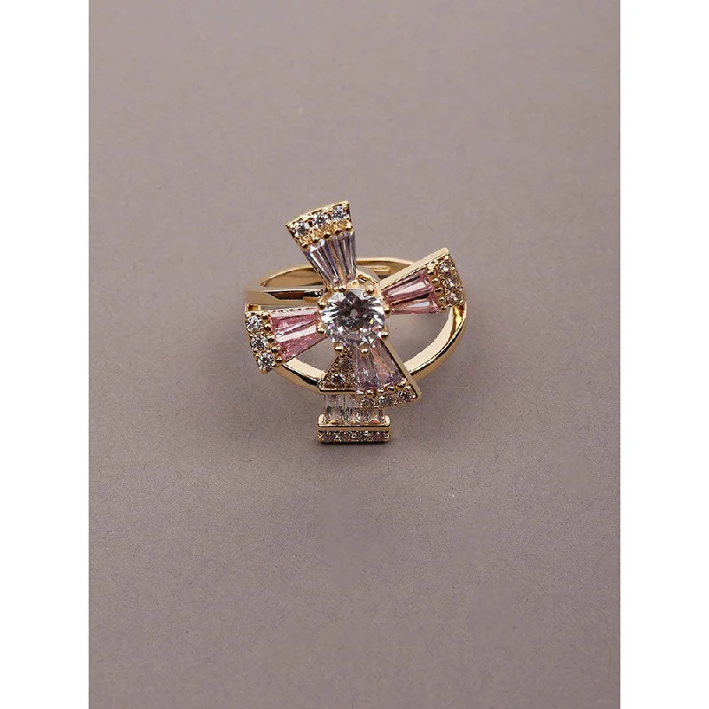 Women’s gemstone cocktail ring-Odette Gold-Tone Crystal Finger Ring