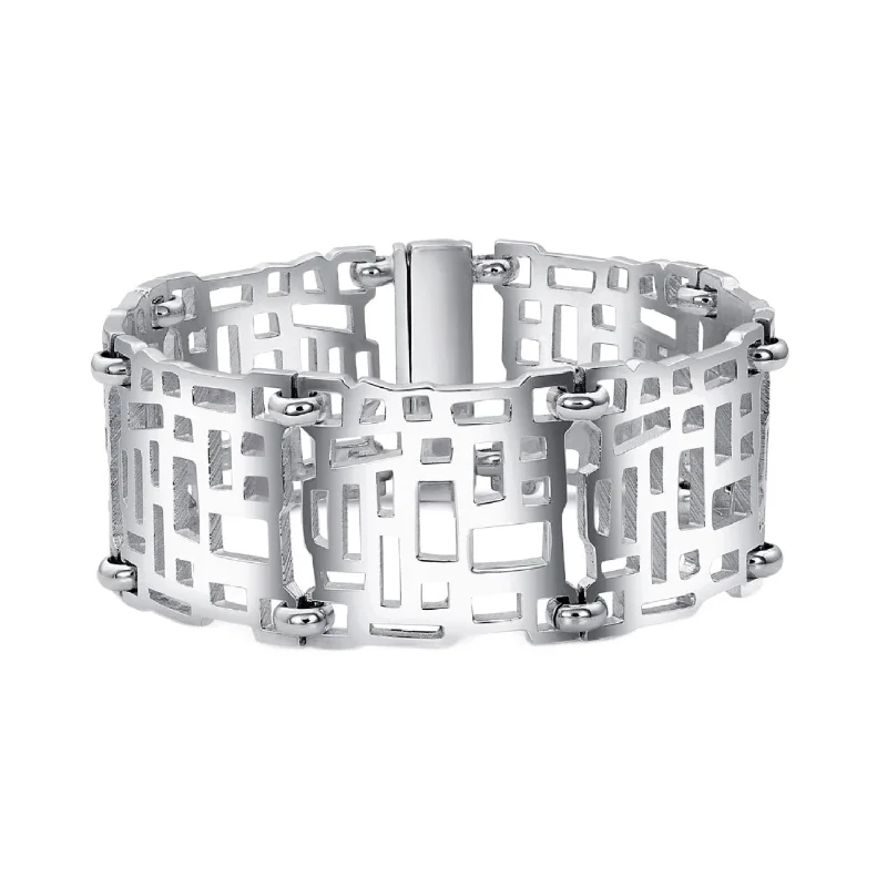 Women’s romantic bangle-Wide Ventana Link Bracelet