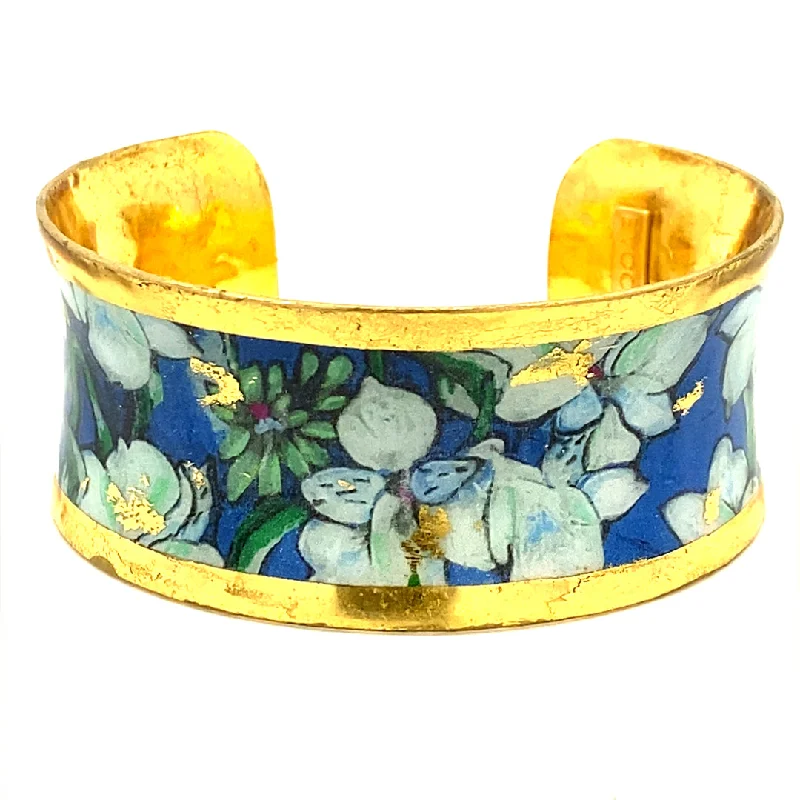 Women’s modern bracelet-22K Gold Leaf Lilies Cuff Bracelet