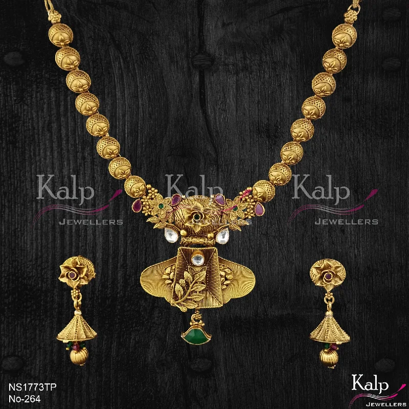 Women’s classic gold necklace-Kalp Jewellers Copper Gold Plated Necklace Set