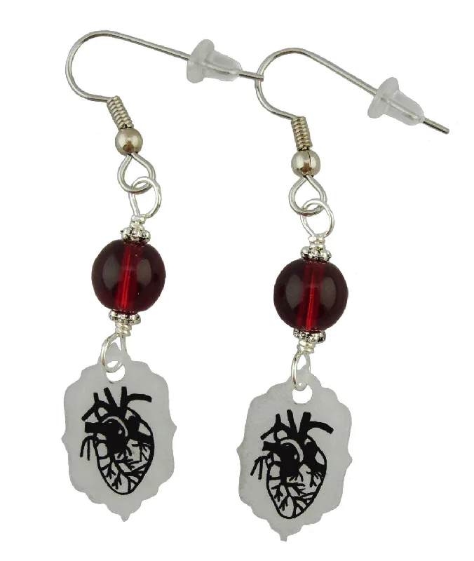 Women’s engraved earrings-Realistic Heart Earrings