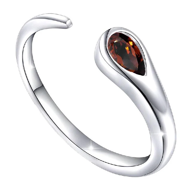 Women’s statement cocktail ring-Mahi Gleaming Maroon Cubic Zirconia Open Wrap Adjustable Finger Ring