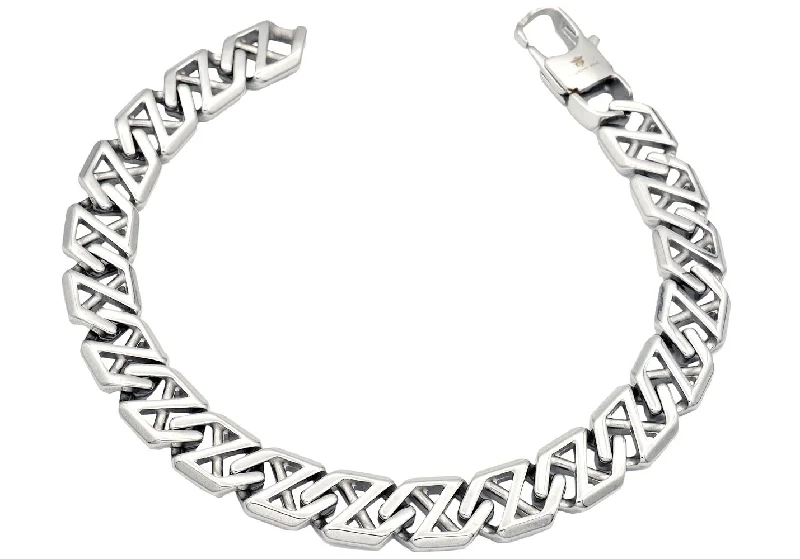 Women’s personalized bracelet-Mens Stainless Steel X-Shaped Link Chain Bracelet