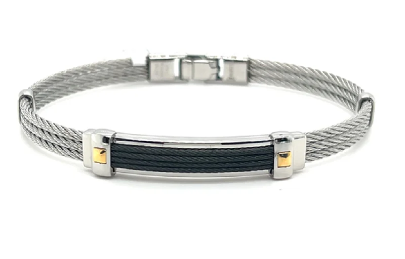 Women’s heart bracelet-Stainless Steel IP Black and 18K Gold Men's Cable Bracelet