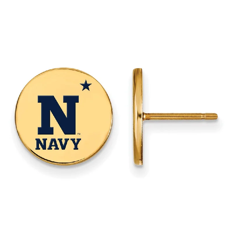 Women’s sapphire earrings-14k Gold Plated Silver U.S. Naval Academy Small Enamel Disc Earrings