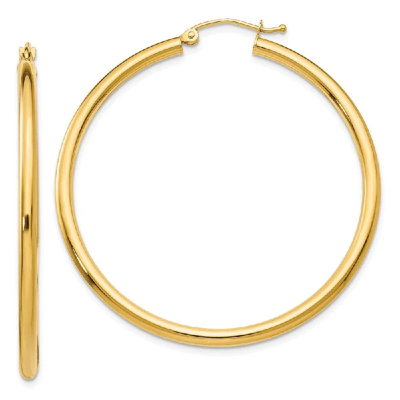 Women’s gemstone drop earrings-2.5mm x 45mm 14k Yellow Gold Classic Round Hoop Earrings