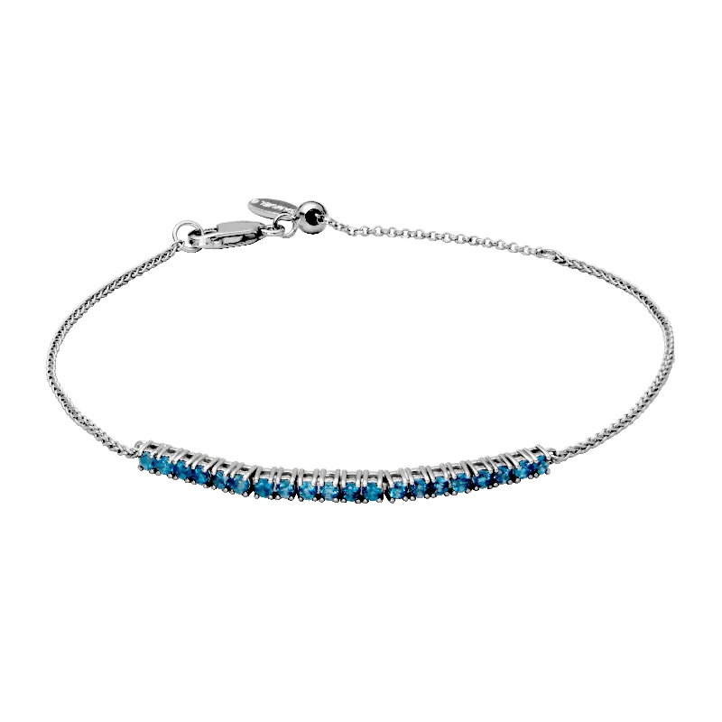 Women’s designer bangle-Sterling Silver London Blue Topaz Bolo Bracelet by Samuel B.