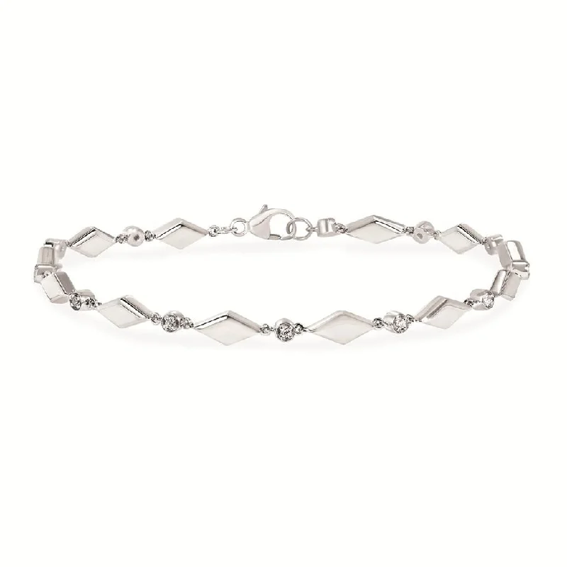 Women’s bridal bracelet-Sterling Silver 0.09ctw Diamond Geometric Station Bracelet