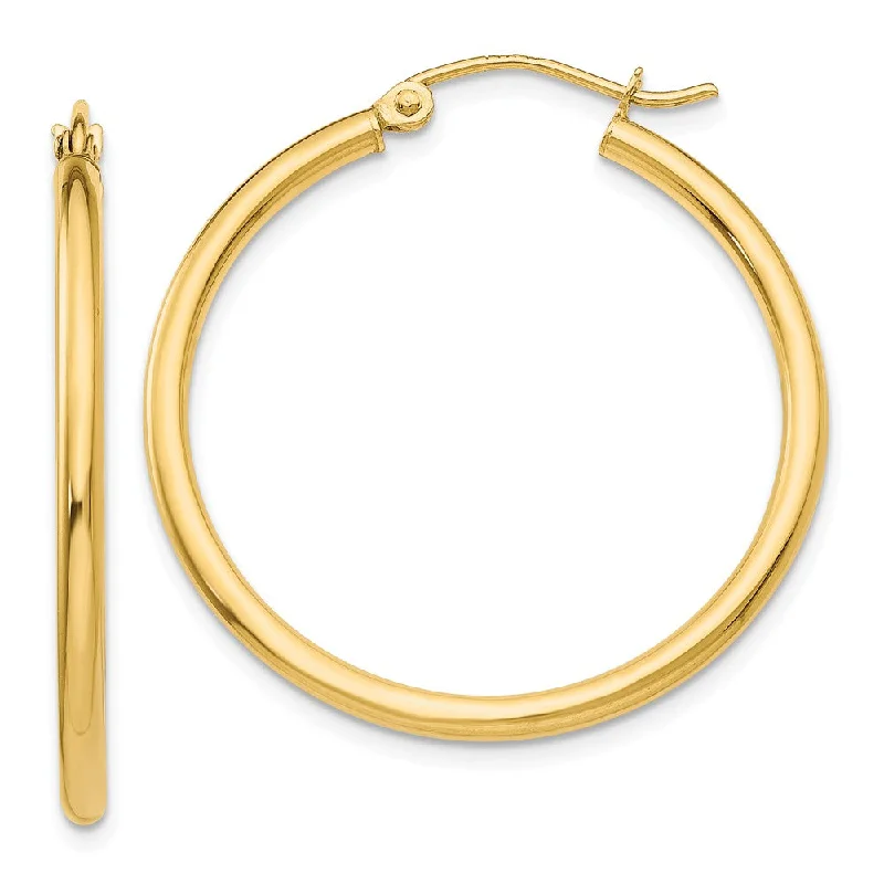 Women’s fashion-forward earrings-2mm x 30mm 14k Yellow Gold Classic Round Hoop Earrings