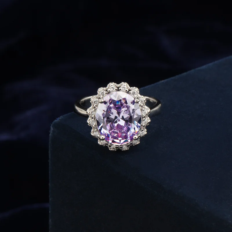 Women’s eternity ring-Nipura Lilac Floral Halo Ring