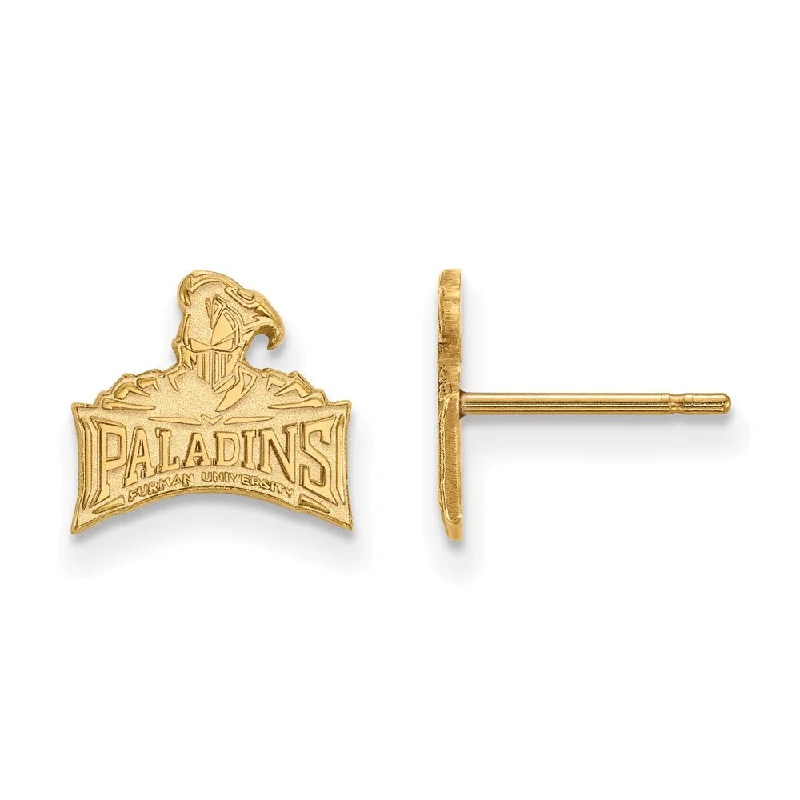 Women’s initial earrings-14k Gold Plated Silver Furman University XS (Tiny) Post Earrings