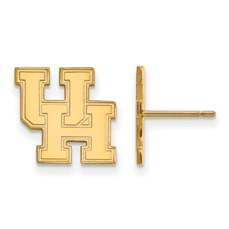 Women’s birthstone stud earrings-14k Gold Plated Silver University of Houston Small Post Earrings