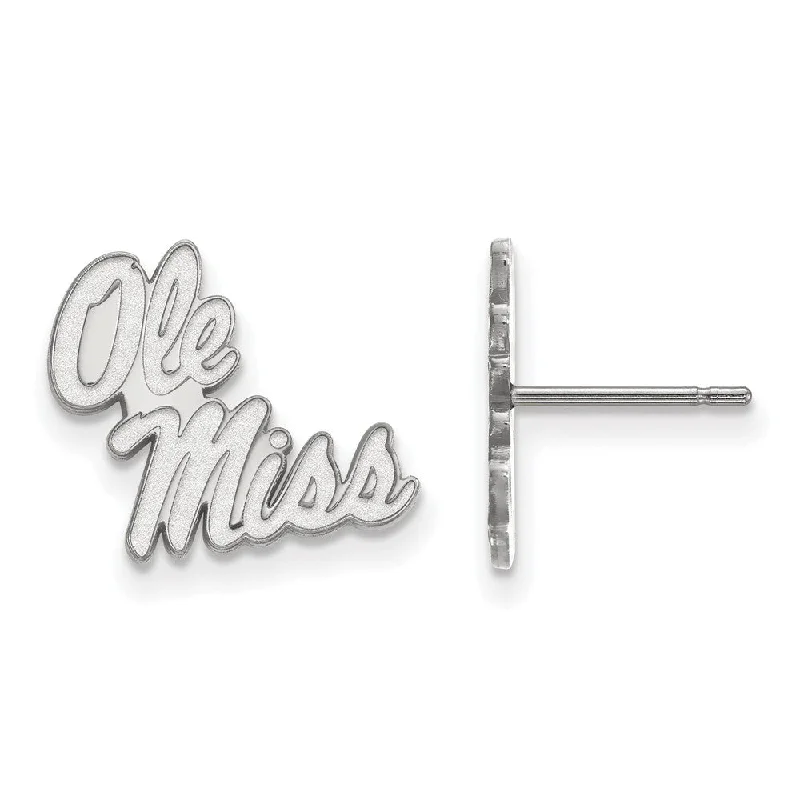 Women’s classic earrings-14k White Gold University of Mississippi Small Post Earrings