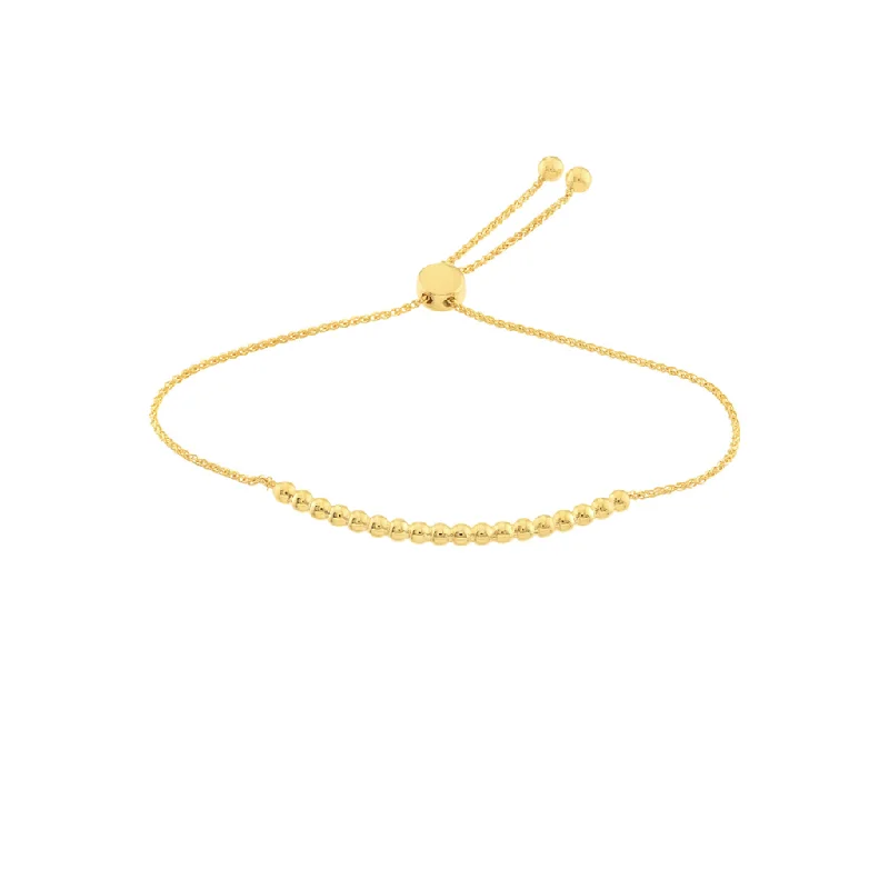 Women’s romantic bangle-14K Yellow Gold Adjustable Beaded Bolo Bracelet by Midas Chain