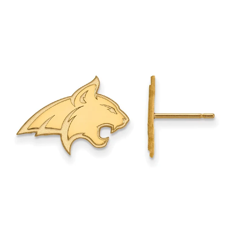 Women’s engraved earrings-14k Yellow Gold Montana State University Small Post Earrings