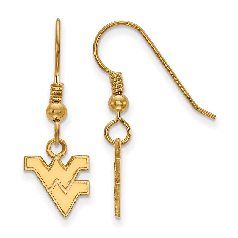 Women’s engagement earrings-14k Gold Plated Silver West Virginia Univ. XS (Tiny) Dangle Earrings