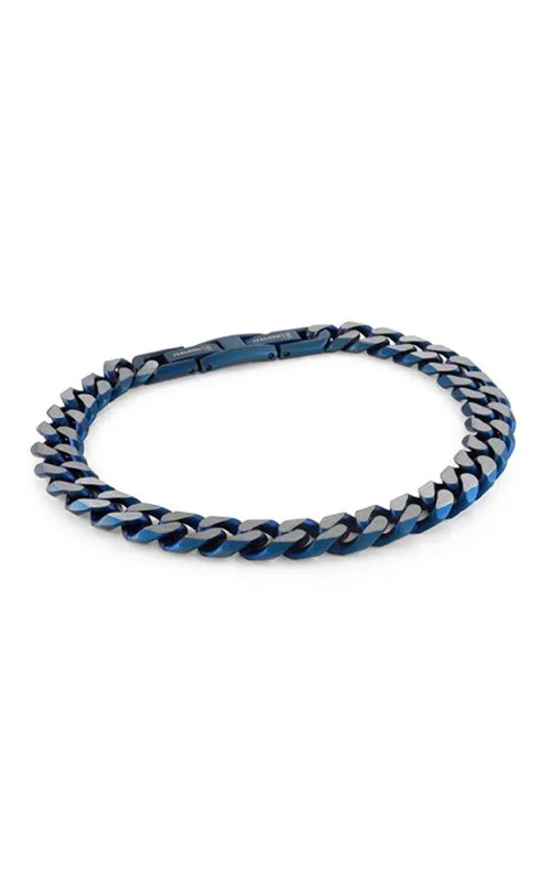 Women’s wedding bangle-Stainless Steel IP Blue 8.6mm Curb Chain Men's Bracelet