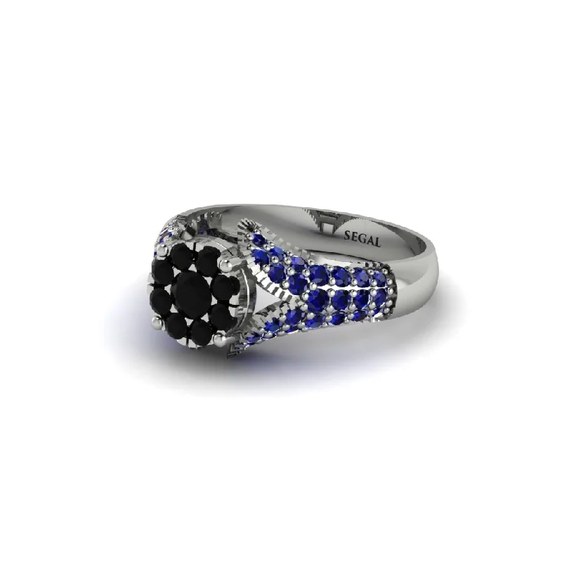 Women’s affordable diamond engagement ring-Sapphire Floral Cluster Engagement Ring  - Penelope No. 69