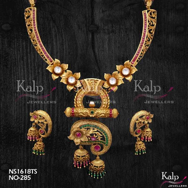 Women’s rhinestone necklace-Kalp Jewellers Copper Gold Plated Necklace Set