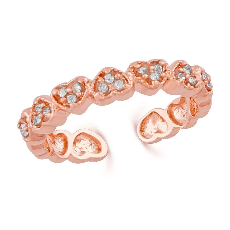 Women’s engraved ring-Mahi Rose Valentino Love Adjustable Finger Ring With Crystal Stones