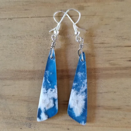 Women’s geometric earrings-Clouds Over The Ocean - Boho Stone Earrings