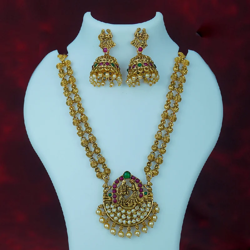 Women’s multi-layer necklace-Diksha Collection Gold Plated Temple Necklace Set