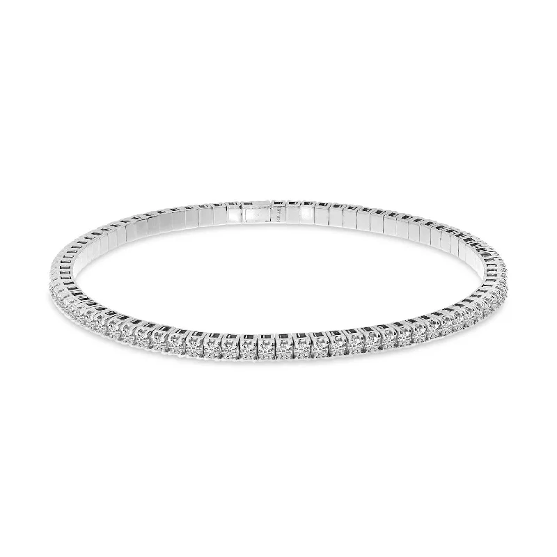 Women’s gemstone cuff bracelet-14K White Gold 3.00ctw Round Diamond Tennis Bracelet