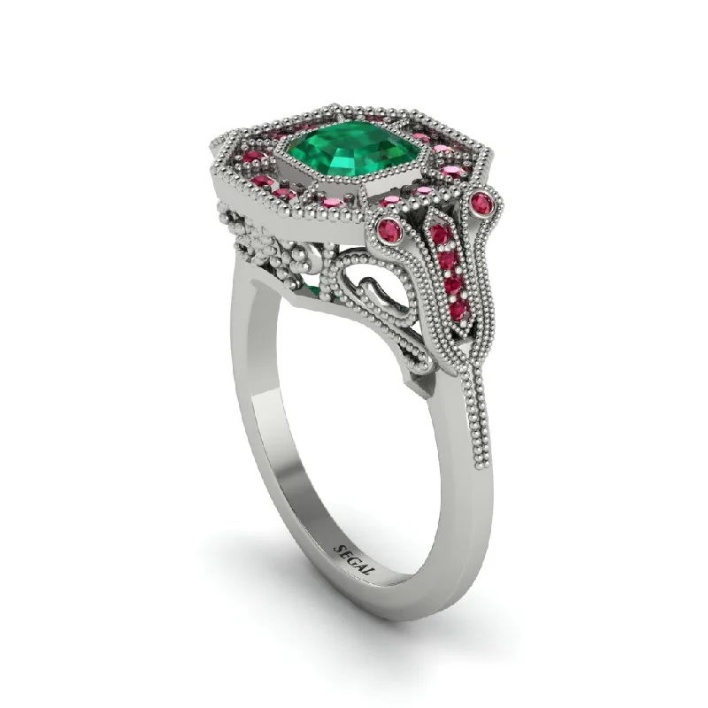 Women’s round engagement ring-Emerald Emerald Cut Art Deco Engagement Ring - Dawn No. 51