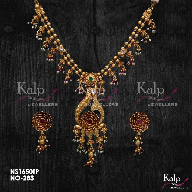 Women’s birthstone necklace-Kalp Jewellers Copper Gold Plated Necklace Set