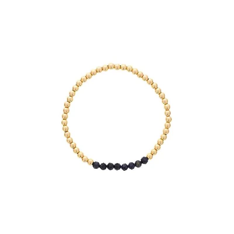 Women’s antique bracelet-Gold Filled Blue Sapphire Bead Stretch Bracelet by Dee Berkley