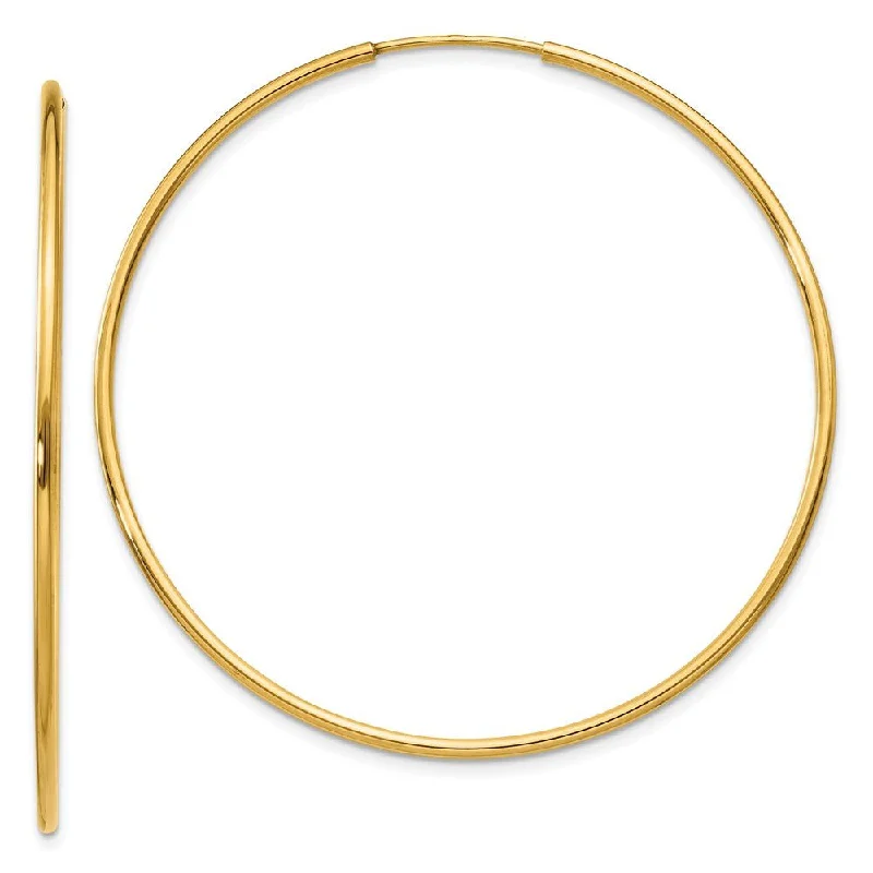 Women’s birthstone earrings-1.25mm, 14k Yellow Gold Endless Hoop Earrings, 48mm (1 13/16 Inch)