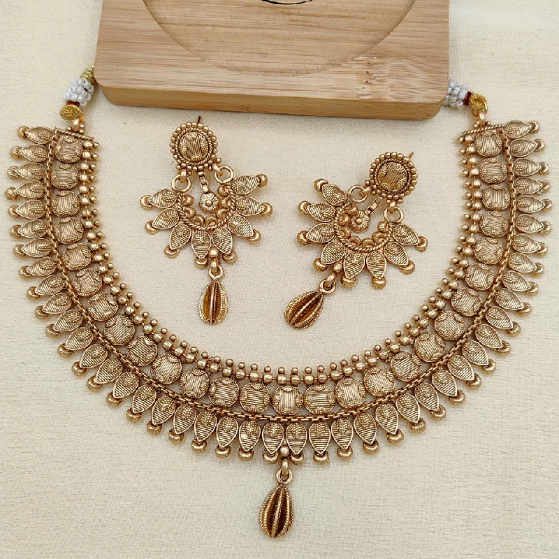 Women’s classic pearl necklace-Jewel Addiction Copper Rajwadi Finish Pota Stone Necklace Set