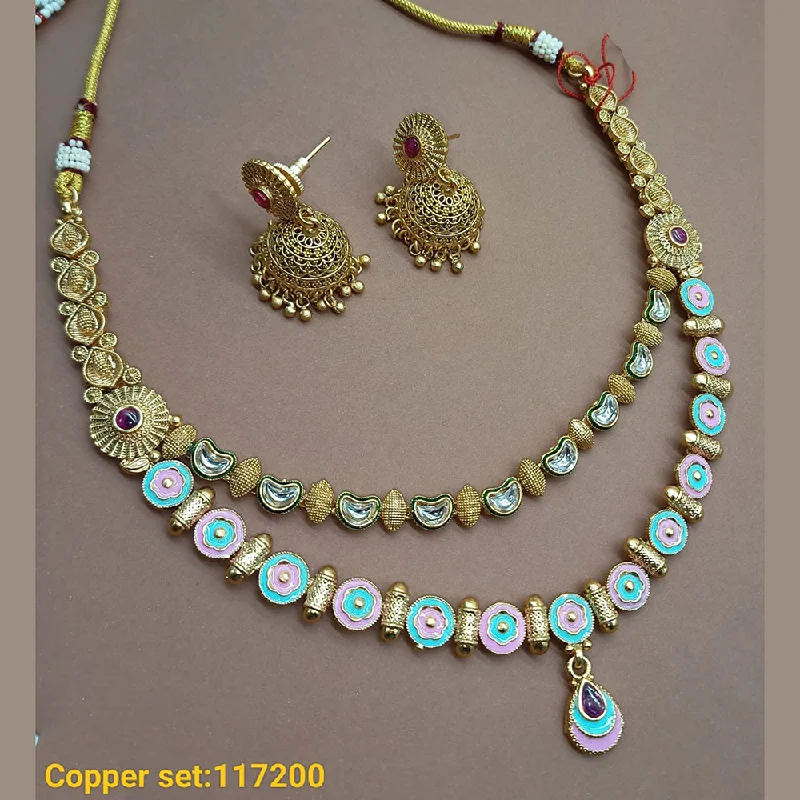 Women’s personalized pendant necklace-Padmawati Bangles Copper Gold Plated Necklace Set