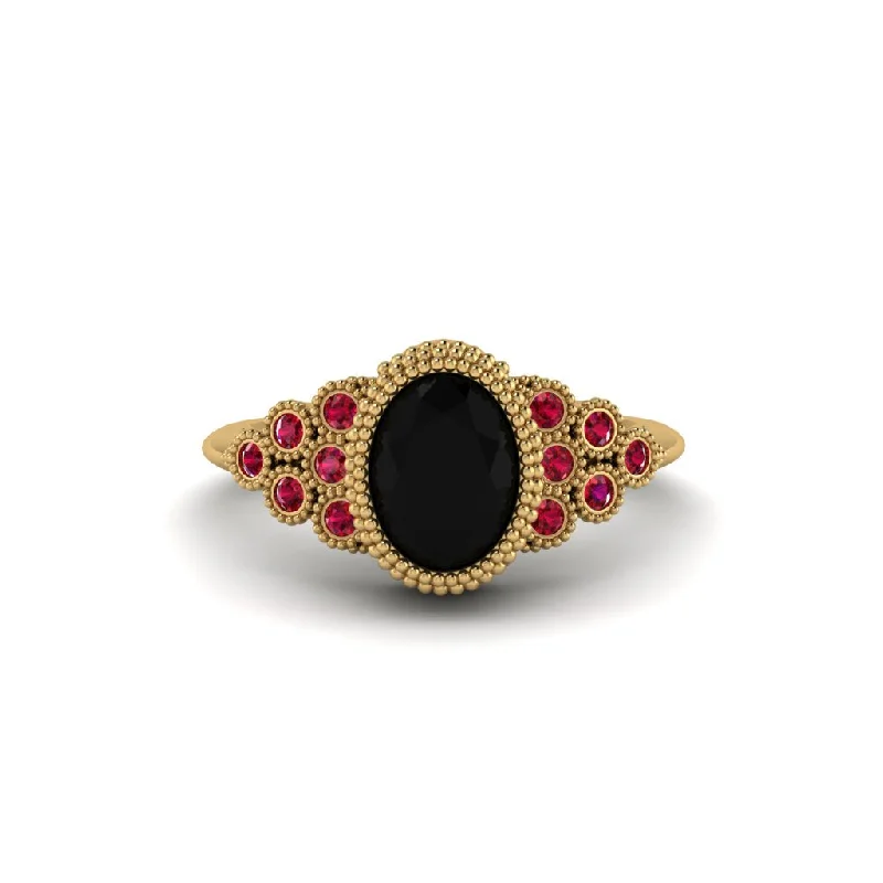 Women’s handmade engagement ring-Ruby Milgrain Beaded Bezel Engagement Ring - Stacy No. 52