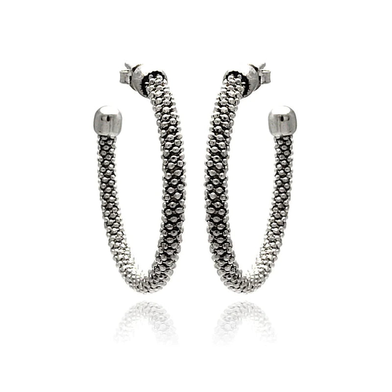 Women’s birthstone earrings-Silver 925 Rhodium Plated Hoop Earrings