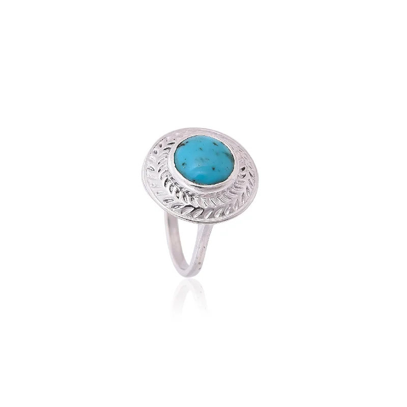 Women’s gold band ring-Silver Mountain 925 Sterling Silver Turquoise Ring