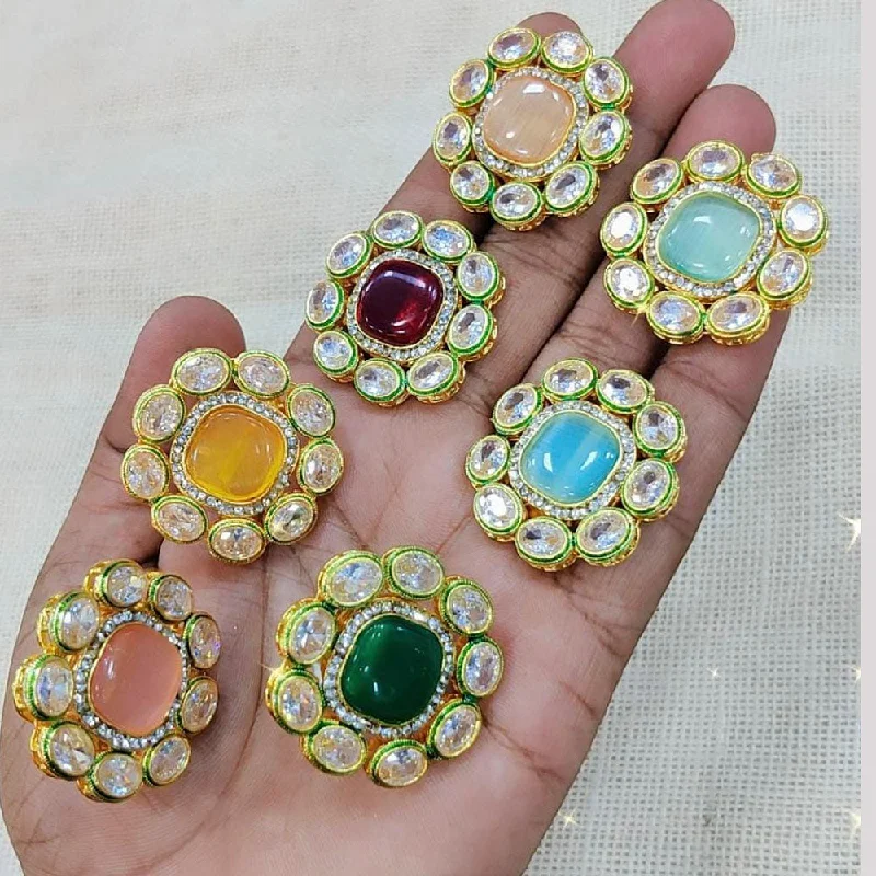 Women’s moonstone ring-Manisha Jewellery Gold Plated Kundan Stone Adjustable Ring