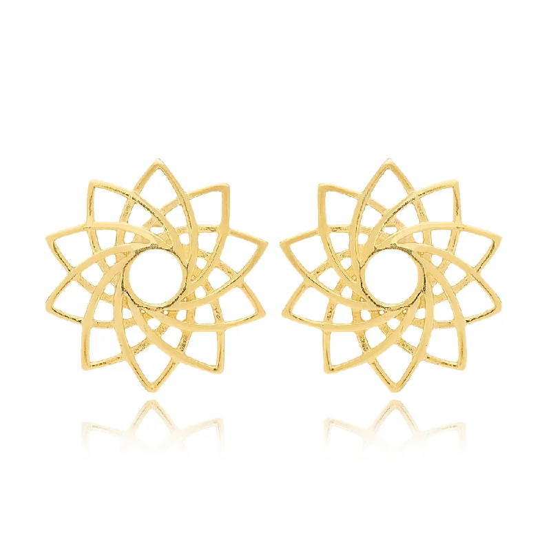 Women’s mixed metal earrings-Tahni Flower Earrings - Handmade Gold Plated Turkish Sterling Silver